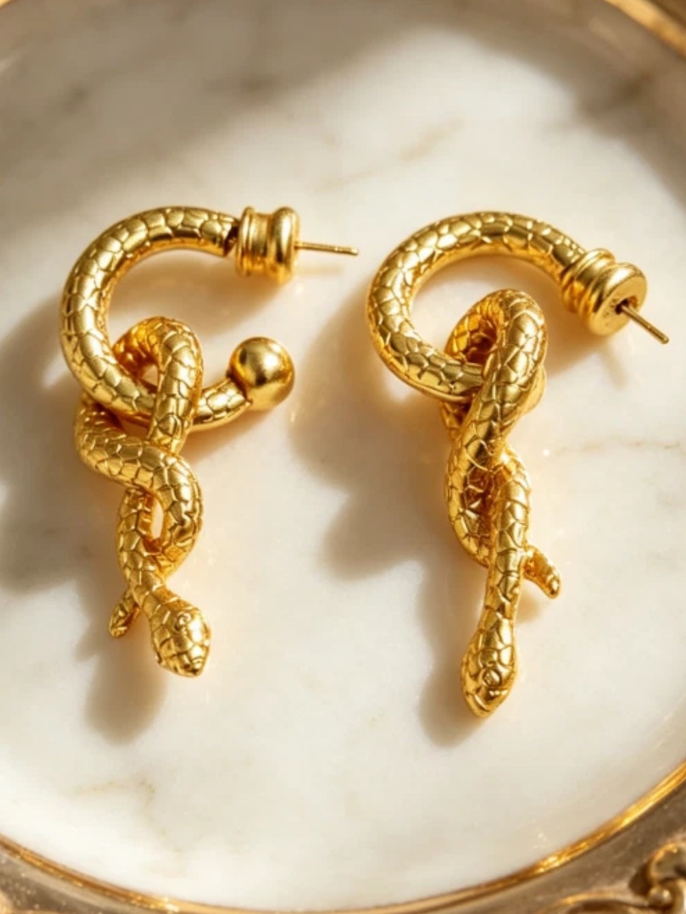NWOT Julie Vos Snake Hoop & Charm Earring
